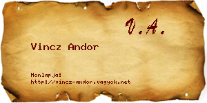Vincz Andor névjegykártya